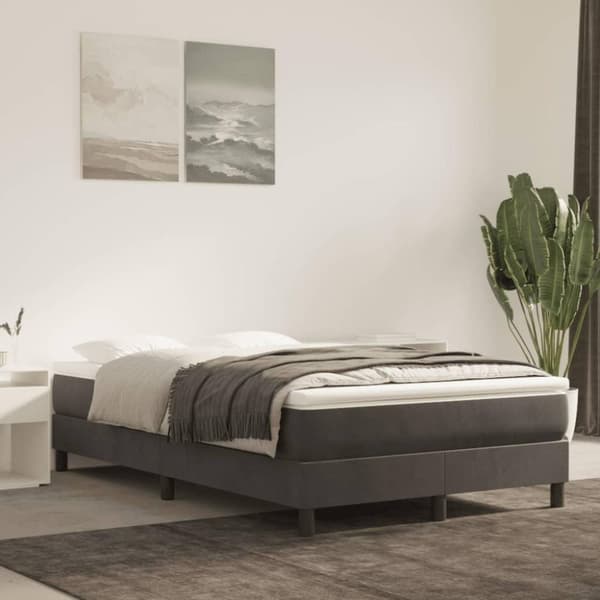 vidaXL springmadras med pocketfjedre 120x200x20 cm fløjl mørkegrå