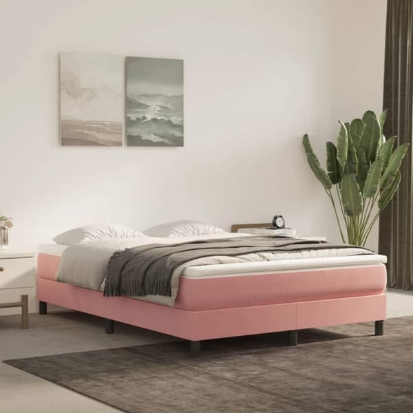 vidaXL springmadras med pocketfjedre 140x200x20 cm fløjl lyserød