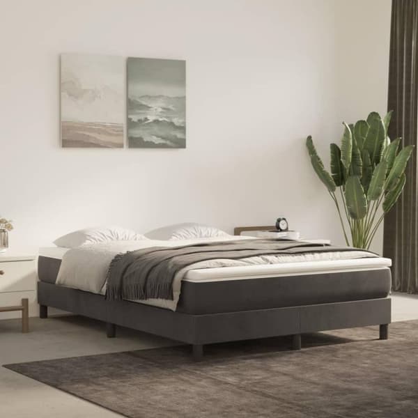 vidaXL springmadras med pocketfjedre 140x200x20 cm fløjl mørkegrå