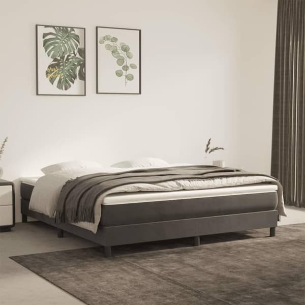 vidaXL springmadras med pocketfjedre 180x200x20 cm fløjl mørkegrå