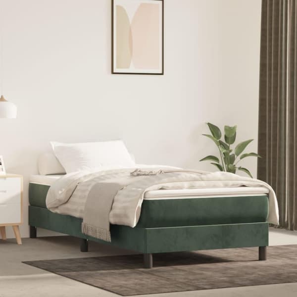 vidaXL springmadras med pocketfjedre 90x190x20 cm fløjl mørkegrøn