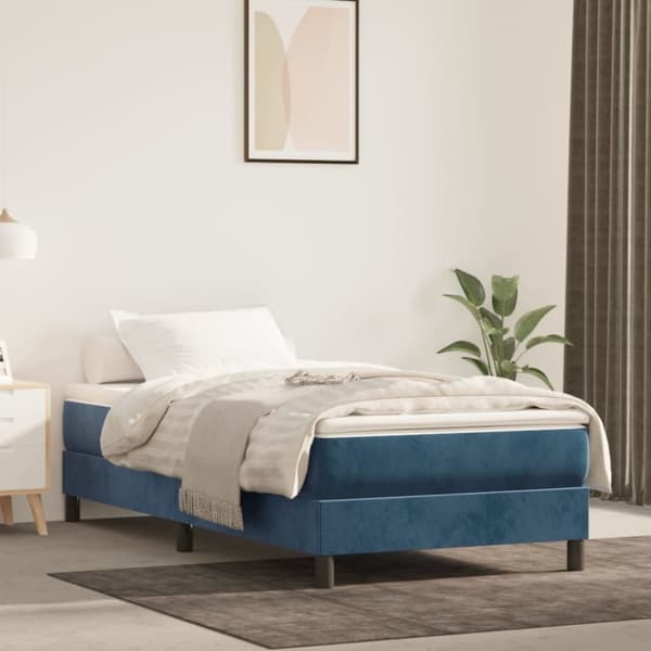 vidaXL springmadras med pocketfjedre 90x200x20 cm fløjl mørkeblå
