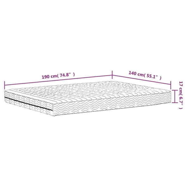 vidaXL skummadras 140x190 cm hårdhed H2 H3 hvid