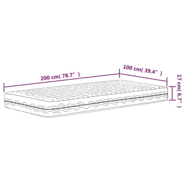 vidaXL Skummadrass hvit 100x200 cm hardhet H2 H3
