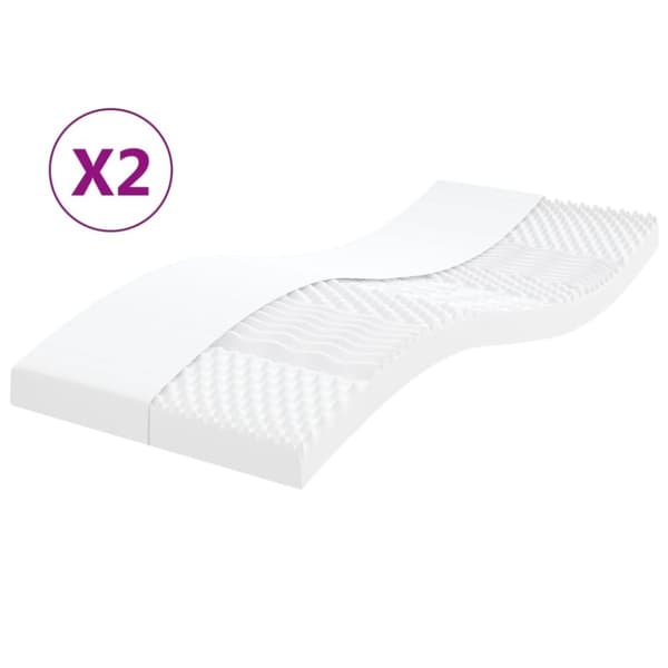 vidaXL Vaahtomuovipatjat 2 kpl valk. 80x200 cm 7 vyöhykettä kov. 20ILD
