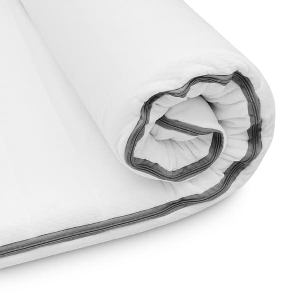 90x200 övermadrass, Komfort kallskum övermadrass, Fodrat tygöverdrag, Balanserat stöd, Höjd 5 cm, Behagligt, Avkopplande