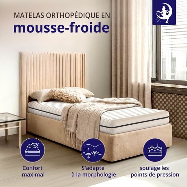 Madrass 160x200 cm, vändbar madrass, 7 komfortzoner, vändbar, fast och balanserat stöd, 15 cm, tillverkad i Tyskland.
