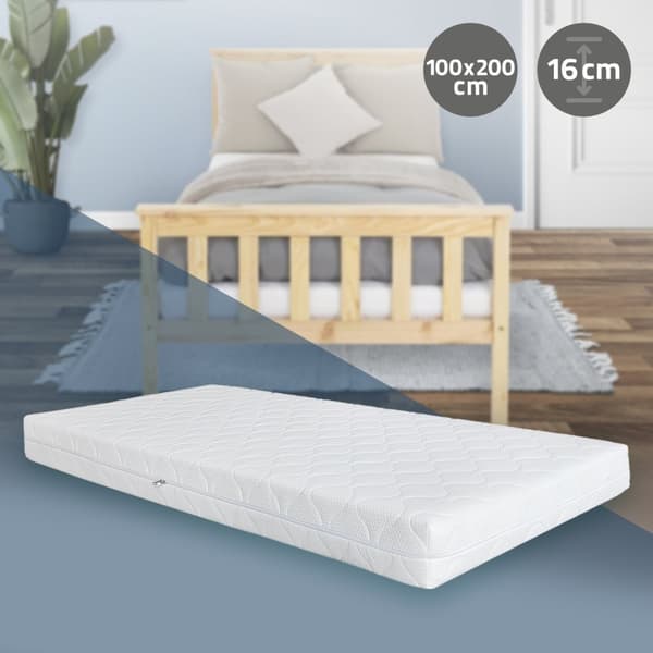 ML-Design Patja 100 x 200 x 16 cm; Ortopediset 7-vyöhykkeiset kylmävaahtopatjat; Öko-Tex -sertifioitu; H4 erittäin tukeva; hengittävä ja