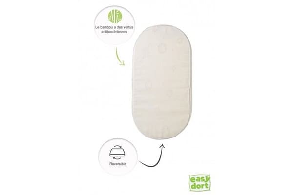 PRAKTISKT BABYKIT Madrass 32x72 Bassinet Baby Bamboo Cradle + 3 ekologiska påsar | GOTS-certifierad | Tillverkar Frankrike EU