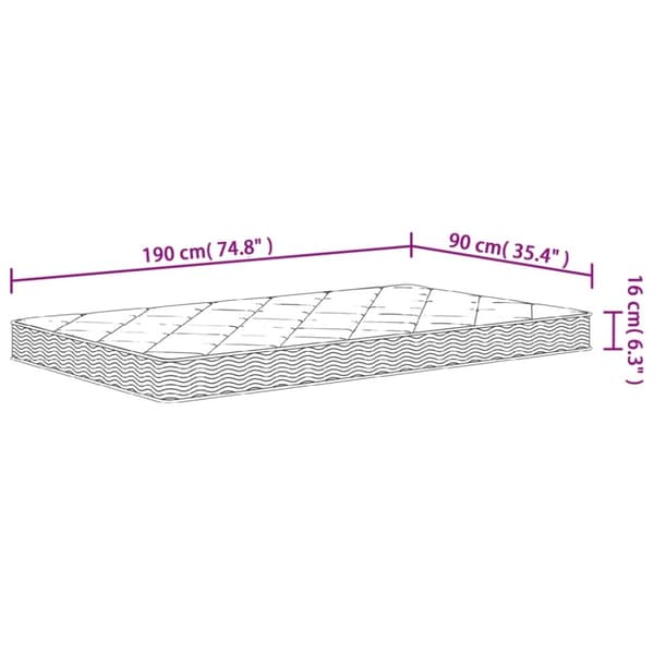 vidaXL Skummadrass middels myk 90x190 cm