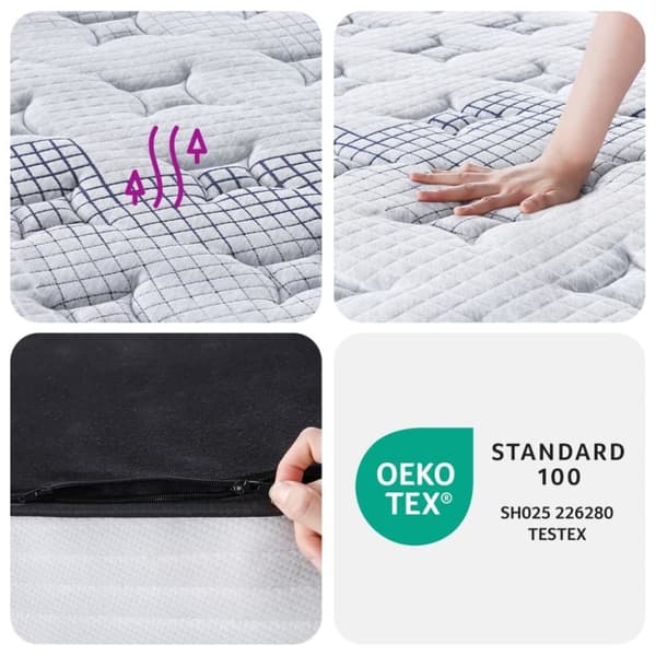 vidaXL springmadras med pocketfjedre 120x200 cm medium