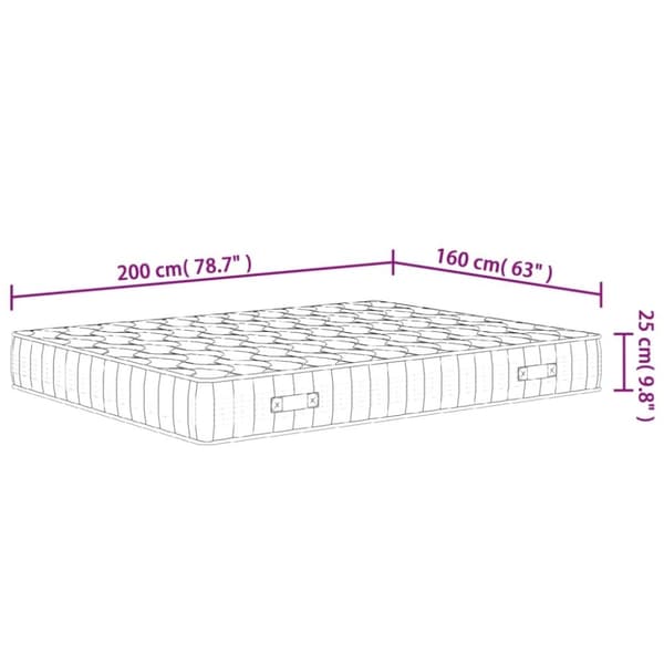 vidaXL springmadras m. pocket-fjedre medium 160x200 cm Super King Size