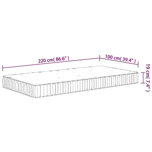 vidaXL Madrass med pocketfjær middels 100x220 cm