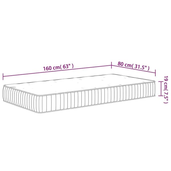 vidaXL springmadras med pocketfjedre 80x160 cm til børn medium