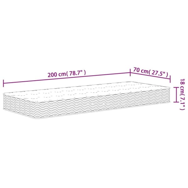 vidaXL Bonellresårmadrass medium 70x200 cm