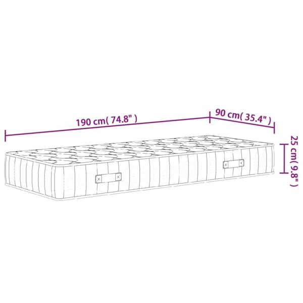 vidaXL Madrass med pocketfjær middels fast 90x190 cm
