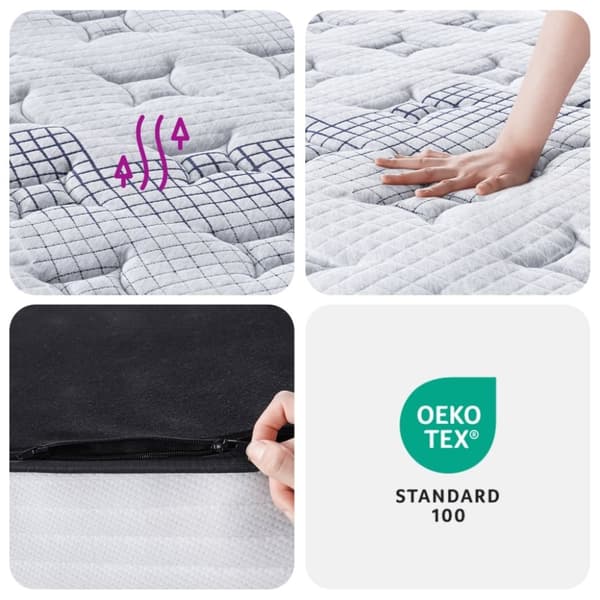 vidaXL springmadras m. pocket-fjedre medium 200x200 cm
