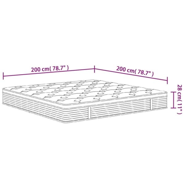 vidaXL springmadras m. pocket-fjedre medium 200x200 cm