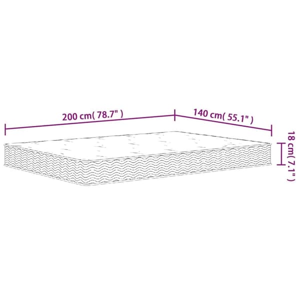 vidaXL springmadras med bonellfjedre 140x200 cm medium