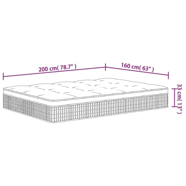 vidaXL springmadras pocket-fjedre mediumplus 160x200 cm Super Kingsize