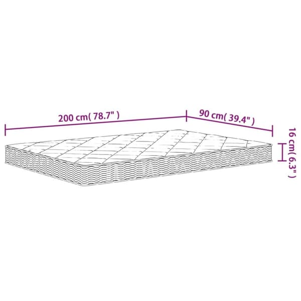 vidaXL skummadras 90x200 cm medium blød