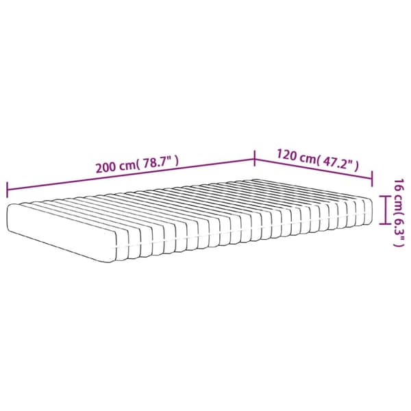 vidaXL Skummadrass medium mjuk 120x200 cm