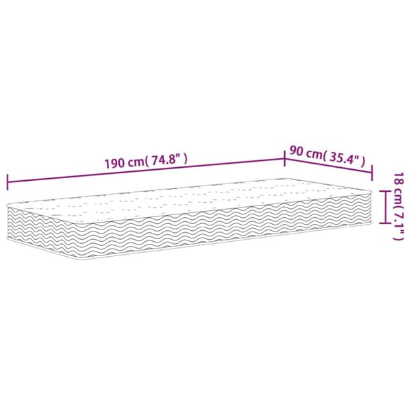 vidaXL Bonellresårmadrass medium 90x190 cm