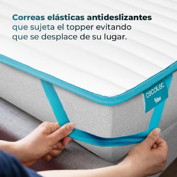 Cecotec Padded topper with super-soft foam and 5 cm high silicone fibre with four non-slip elastic straps for better support.