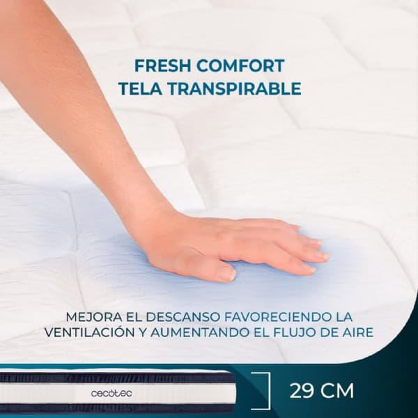 Cecotec Flow CecoFresh 2900 CoolConfort Hybrid 90 x 190 mattress with pocket spring core and innovative CoolConfort technology for an ultra-cooling s