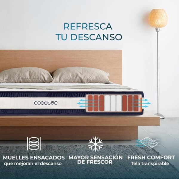 Cecotec Flow CecoFresh 2900 CoolConfort Hybrid 90 x 190 mattress with pocket spring core and innovative CoolConfort technology for an ultra-cooling s