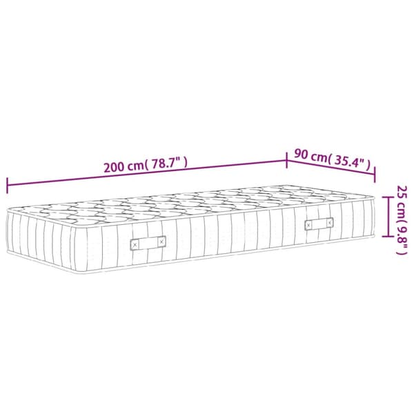 springmadras med pocketfjedre 90x200 cm medium fast