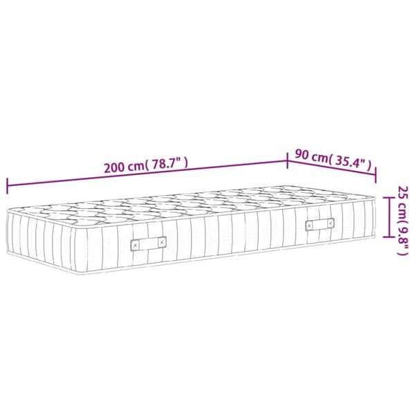 springmadras med pocketfjedre 90x200 cm medium fast