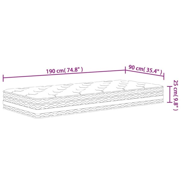 springmadras med pocketfjedre 90x190 cm medium