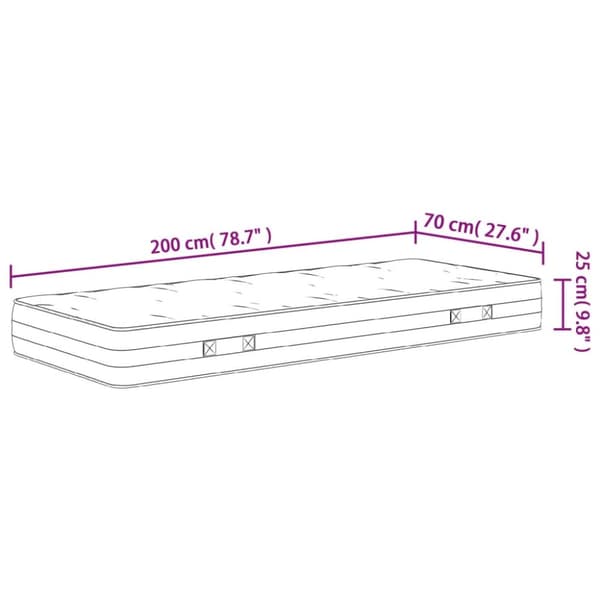 Pocketresårmadrass medium fast 70x200 cm