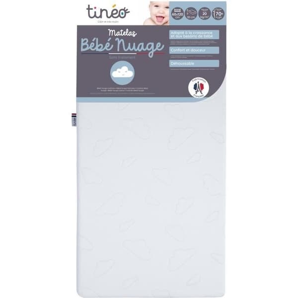 TINEO NUAGE madrass - Avtagbart överdrag - 60x120x10 cm