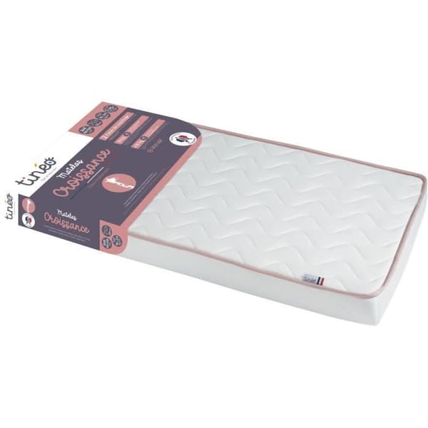 TINEO CROISSANCE madrass - Skalbar - 2 stödsidor: fast och mjuk - 60x120x12 cm