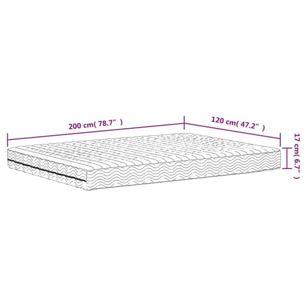vidaXL skummadras 120x200 cm hårdhed H2 H3 hvid - Madrasser