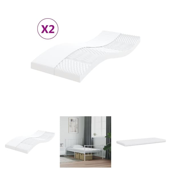 The Living Store skummadrasser 2 stk. 90x200 cm 7 zoner hårdhed 20 ILD hvid -  Madrasser