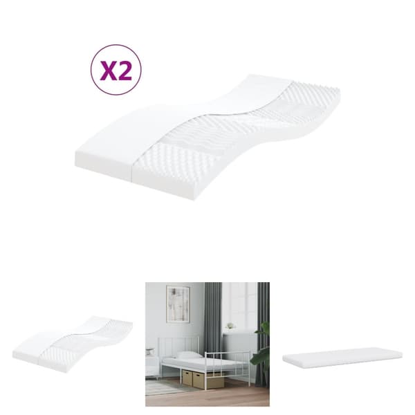 The Living Store skummadrasser 2 stk. 90x190 cm 7 zoner hårdhed 20 ILD hvid -  Madrasser
