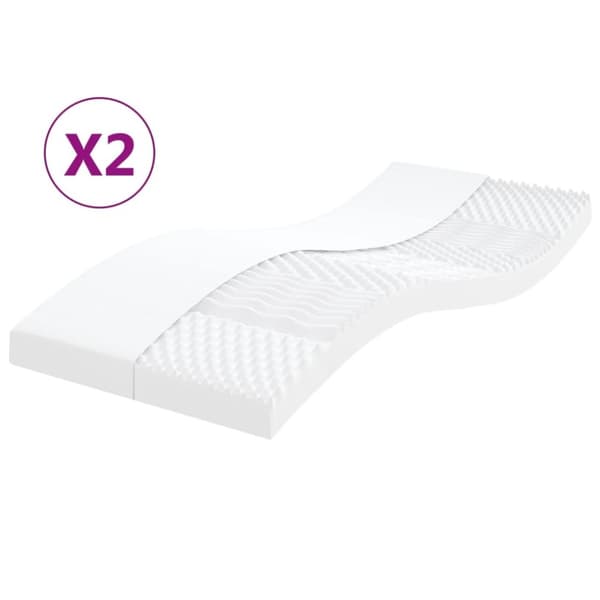 The Living Store skummadrasser 2 stk. 80x200 cm 7 zoner hårdhed 20 ILD hvid -  Madrasser