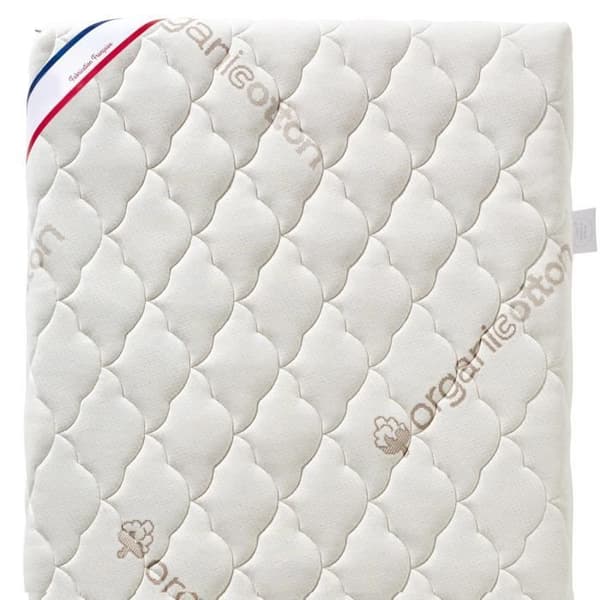 Babymadrass i ekologisk bomull - 60x120x10 cm - 100% bomull - Avtagbart överdrag - Ingen kemisk behandling