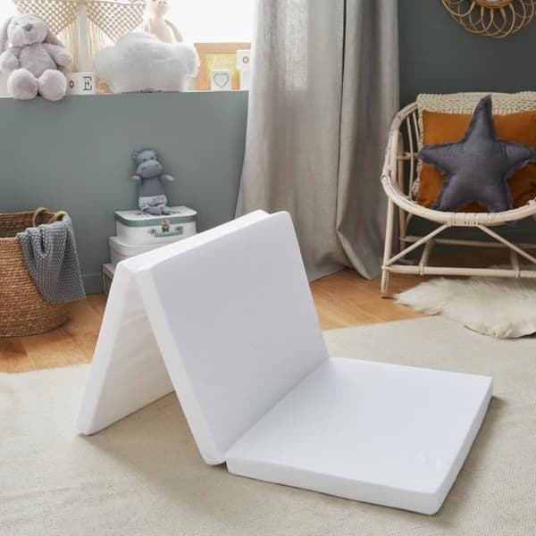 Baby resemadrass - Vikbar - 60x120x4 cm - Vikbar: Idealisk för extra sömn - Avtagbart överdrag