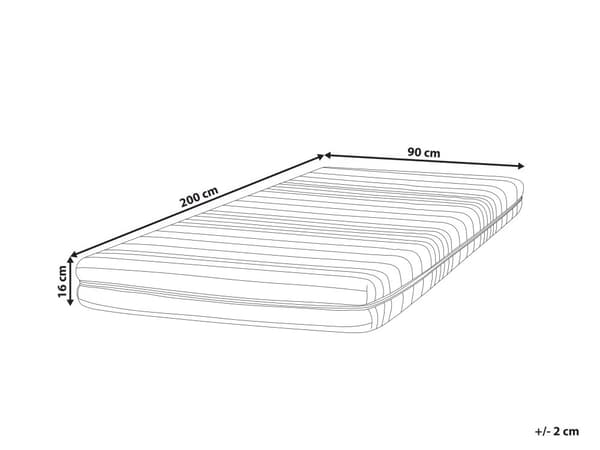 Skummadras hvid 90 x 200 cm polyesterstof aftagelig top lynlås medium-hård soveværelse