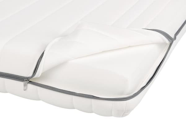Skummadras hvid 80 x 200 cm polyesterstof aftagelig top lynlås medium-hård soveværelse