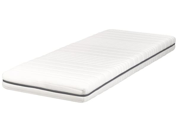 Skummadras hvid 80 x 200 cm polyesterstof aftagelig top lynlås medium-hård soveværelse