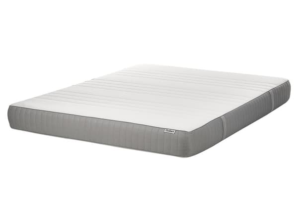 Madras Hvid Grå Polyester Skum 160 x 200 cm Skummadras til Dobbeltseng Fast