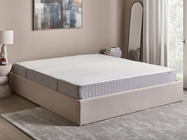 Madras Hvid Grå Polyester Skum 180 x 200 cm Skummadras til Dobbeltseng Medium