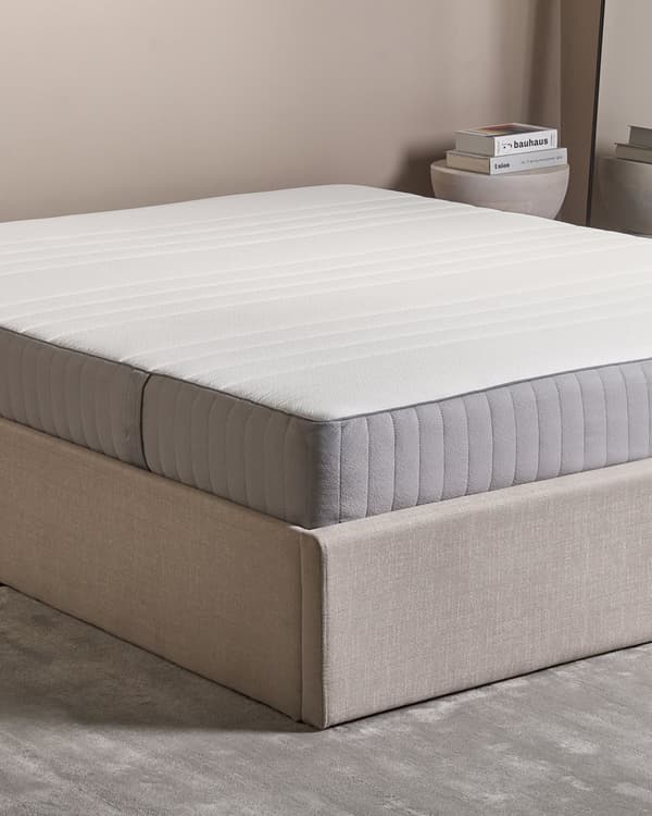 Madras Hvid Grå Polyester Skum 160 x 200 cm Skummadras til Dobbeltseng Medium