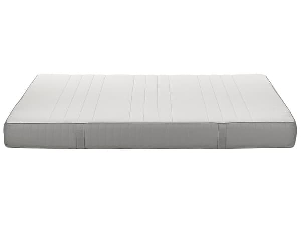 Madras Hvid Grå Polyester Skum 160 x 200 cm Skummadras til Dobbeltseng Medium