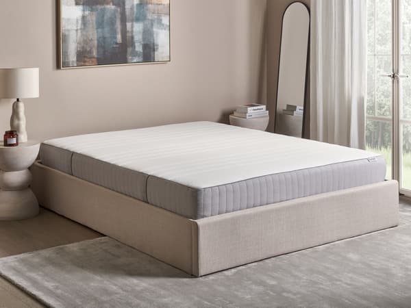 Madras Hvid Grå Polyester Skum 160 x 200 cm Skummadras til Dobbeltseng Medium